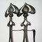 French Bronze Art Deco Fireplace Andirons, 1920s, Set of 2 12