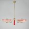 German Pale Pink and Red Chandelier, 1930s 3