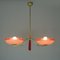 German Pale Pink and Red Chandelier, 1930s 4