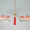 German Pale Pink and Red Chandelier, 1930s 6