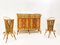 Mueble bar italiano Mid-Century moderno de bambú con taburetes, años 60. Juego de 3, Imagen 10