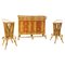 Mueble bar italiano Mid-Century moderno de bambú con taburetes, años 60. Juego de 3, Imagen 1