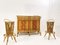 Mueble bar italiano Mid-Century moderno de bambú con taburetes, años 60. Juego de 3, Imagen 9