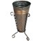 Hand-Embossed Umbrella Stand in Burnished Brass and Wrought Iron, 1940s, Image 2