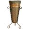 Hand-Embossed Umbrella Stand in Burnished Brass and Wrought Iron, 1940s, Image 1