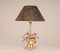 Italian Hollywood Regency Table Lamp in Gilt Brass with Clear Crystal Flowers from Banci Firenze, 1970s 3