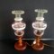 Art Nouveau Style Portuguese Wooden and Glass Table Lamp, 1990s, Set of 2 3