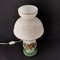 Französische Rustikale Handbemalte Glas Tischlampe in Grün & Weiß 3