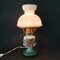French Rustic Green and White Handpainted Glass Table Lamp 4