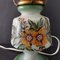 French Rustic Green and White Handpainted Glass Table Lamp 7