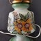 French Rustic Green and White Handpainted Glass Table Lamp, Image 7