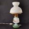 French Rustic Green and White Handpainted Glass Table Lamp, Image 2