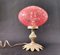 Kleine französische Jugendstil Tischlampe in Rot & Bronze, 1960er 1
