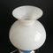 French Rustic White and Blue Floral Opaline Glass & Hand Painted Ceramic Table Lamp, 1950s 8