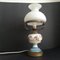 French Rustic White and Blue Floral Opaline Glass & Hand Painted Ceramic Table Lamp, 1950s 3