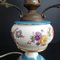 French Rustic White and Blue Floral Opaline Glass & Hand Painted Ceramic Table Lamp, 1950s 10