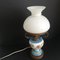 French Rustic White and Blue Floral Opaline Glass & Hand Painted Ceramic Table Lamp, 1950s 2