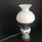 French Rustic White and Blue Floral Opaline Glass & Hand Painted Ceramic Table Lamp, 1950s, Image 2