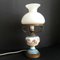 French Rustic White and Blue Floral Opaline Glass & Hand Painted Ceramic Table Lamp, 1950s, Image 1