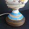 French Rustic White and Blue Floral Opaline Glass & Hand Painted Ceramic Table Lamp, 1950s 11
