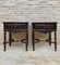 Early 20th Century Spanish Chestnut Nightstands with Drawer and Metal Hardware, Set of 2, Image 3