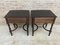 Early 20th Century Spanish Chestnut Nightstands with Drawer and Metal Hardware, Set of 2 24