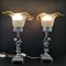 Art Nouveau or Rococo Murano Glass & Chrome Table Lamps with Statues, 1950s, Set of 2 3