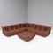 Brown Leather Modular Togo Sofa by Michel Ducaroy for Ligne Roset, Set of 4 2
