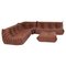 Brown Leather Modular Togo Sofa by Michel Ducaroy for Ligne Roset, Set of 4 1