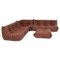 Brown Leather Modular Togo Sofa by Michel Ducaroy for Ligne Roset, Set of 4, Image 1