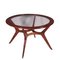 Table in Veneer, Solid Mahogany & Glass, 1950s 1