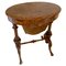 Tavolo da lavoro ovale antico in legno di noce intarsiato, Immagine 1