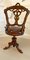 19th Century Victorian Carved Walnut Revolving Music Chair, Image 6