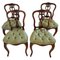 Antique Victorian French Carved Walnut Side Chairs, Set of 4 1
