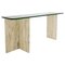Mid-Century Modern Italian Travertine and Glass Console Table, 1970s, Image 1