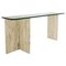 Table Console Mid-Century Moderne en Travertin et Verre, Italie, 1970s 1