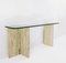 Mid-Century Modern Italian Travertine and Glass Console Table, 1970s 6