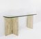 Mid-Century Modern Italian Travertine and Glass Console Table, 1970s, Image 6