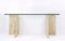 Mid-Century Modern Italian Travertine and Glass Console Table, 1970s 7