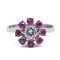 Vintage 14K Gold Ring with Central Diamond and Rubies, 1960s, Image 1