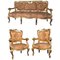 Italian 19th Century Gilt Living Room Suite with a Sofa and Armchairs, Set of 3 1