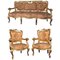 Mobilier de Salon Doré avec Canapé et Fauteuils, Italie, 19ème Siècle, Set de 3 1