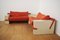 Weiß lackiertes modulares Sofa mit orangefarbenem Stoff, 17er Set 8