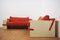 Weiß lackiertes modulares Sofa mit orangefarbenem Stoff, 17er Set 10
