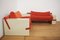 Weiß lackiertes modulares Sofa mit orangefarbenem Stoff, 17er Set 2