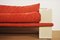 Weiß lackiertes modulares Sofa mit orangefarbenem Stoff, 17er Set 6