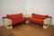 Weiß lackiertes modulares Sofa mit orangefarbenem Stoff, 17er Set 1
