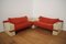 White Lacquered Modular Sofa with Orange Fabric, Set of 17, Image 1