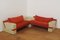 Weiß lackiertes modulares Sofa mit orangefarbenem Stoff, 17er Set 19