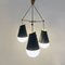 Mid-Century Italian Black Metal 3-Light Ceiling Lamp with Opaline Glass, 1950s, Image 3